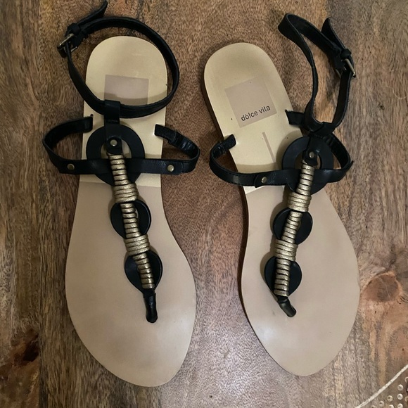 Dolce Vita Flat Gladiator Sandals with ankle strap gold rope detail sz 7 - Picture 3 of 10